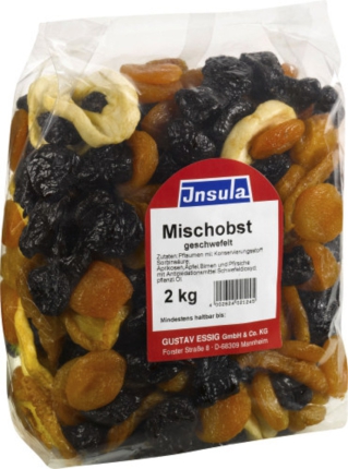 2 kg Bt. Mischobst FRIE 545502 (Pflaum./Aprik./Birn./Pfir./Apf.)