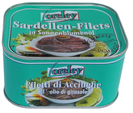 600 g Ds. Sardellen-Filets in Öl (400 g Fisch-Atg.)