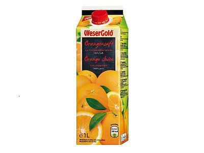 8x1 Lt. Pa. Orangensaft 100% WeserGold (mit Schraubverschluss)