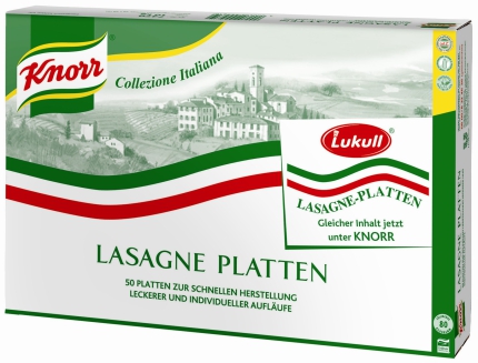 10 kg Kt. KNORR Lasagne-Platten (10 Folien á 2 Platten = 50 Stück)