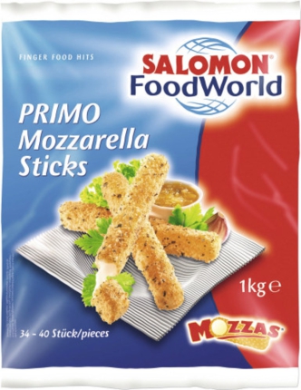 1 kg Bt. Mozzarella-Sticks TK 11 cm extra lang, ca. 28 g SALO