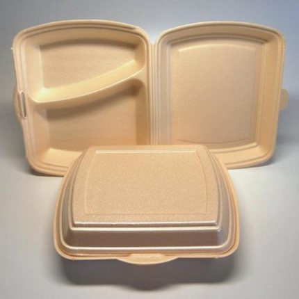 2x100 Stück Menübox 2-geteilt beige, 247x198x75 mm mit Deckel