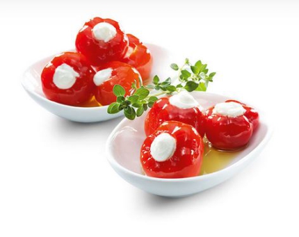 Peppadew gefüllt mit Frischkäse KUGLER 1,4 kg Schale (EW 1,0 kg)